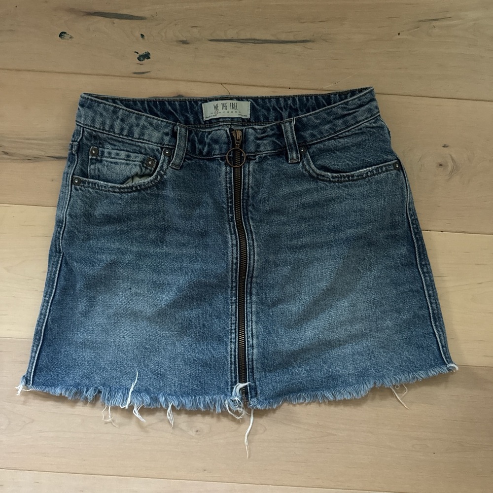 We The Free Blue Denim Mini Skirt